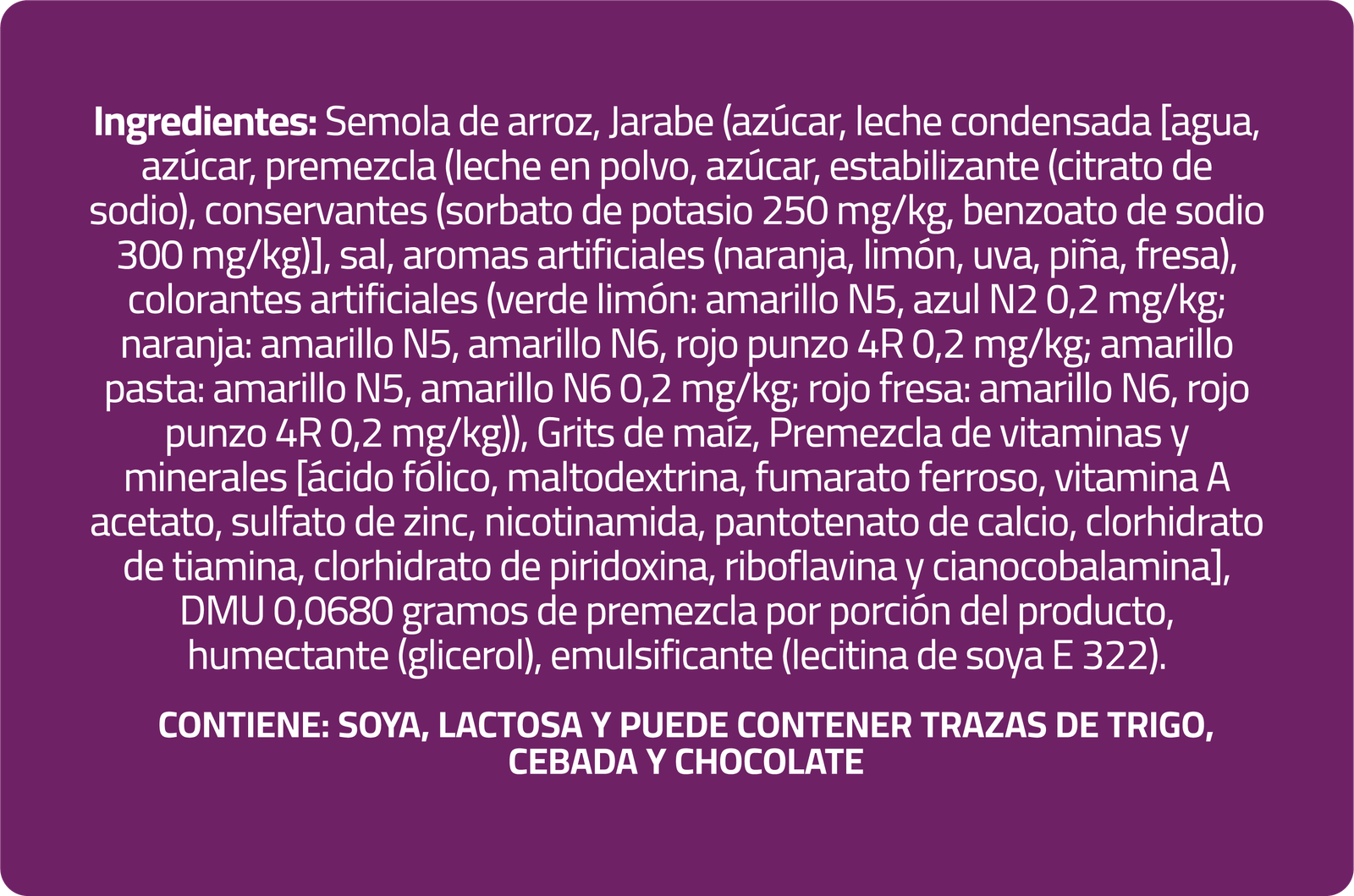 Ingredientes ChooPis